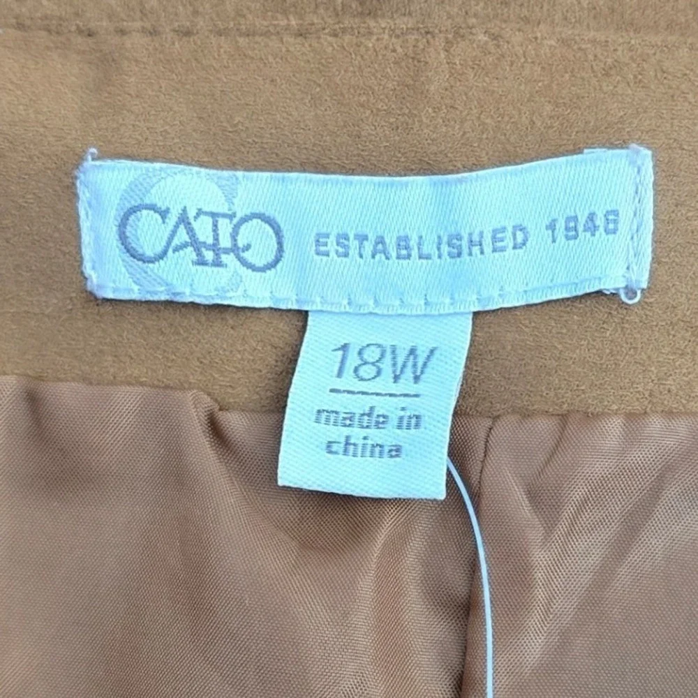 Cato Suede-Like Side Zipper A-line Lined Skirt Brown‎ 18W